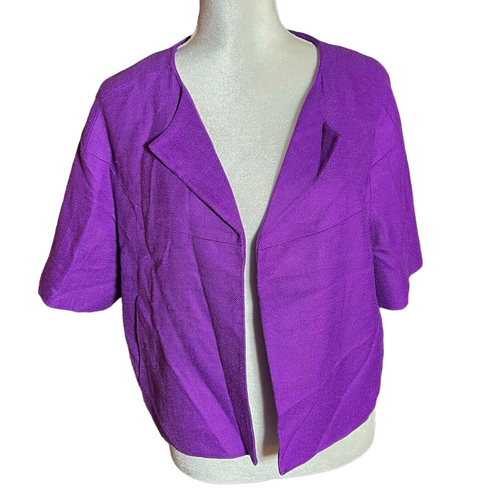 Kate Spade Bolero Jacket Sz 8 Blazer Purple Short Sleeve Open Front Shrug